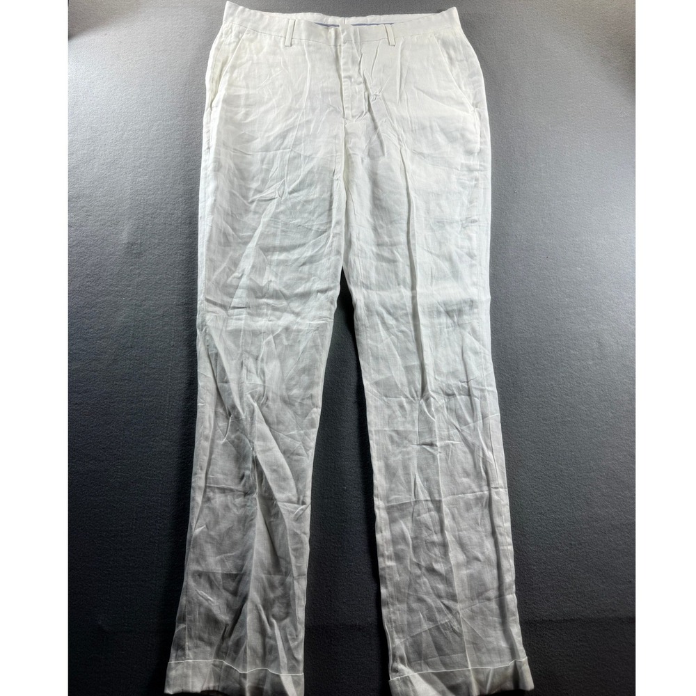Murano Pants Mens 34x34 White Baird McNutt Linen Straight Leg Trousers 34 x 34